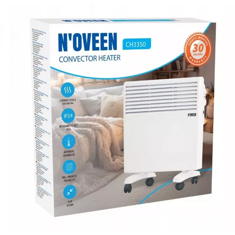 N'OVEEN 1000W termoconvettore elettrico portatile da parete con termostato CH3350