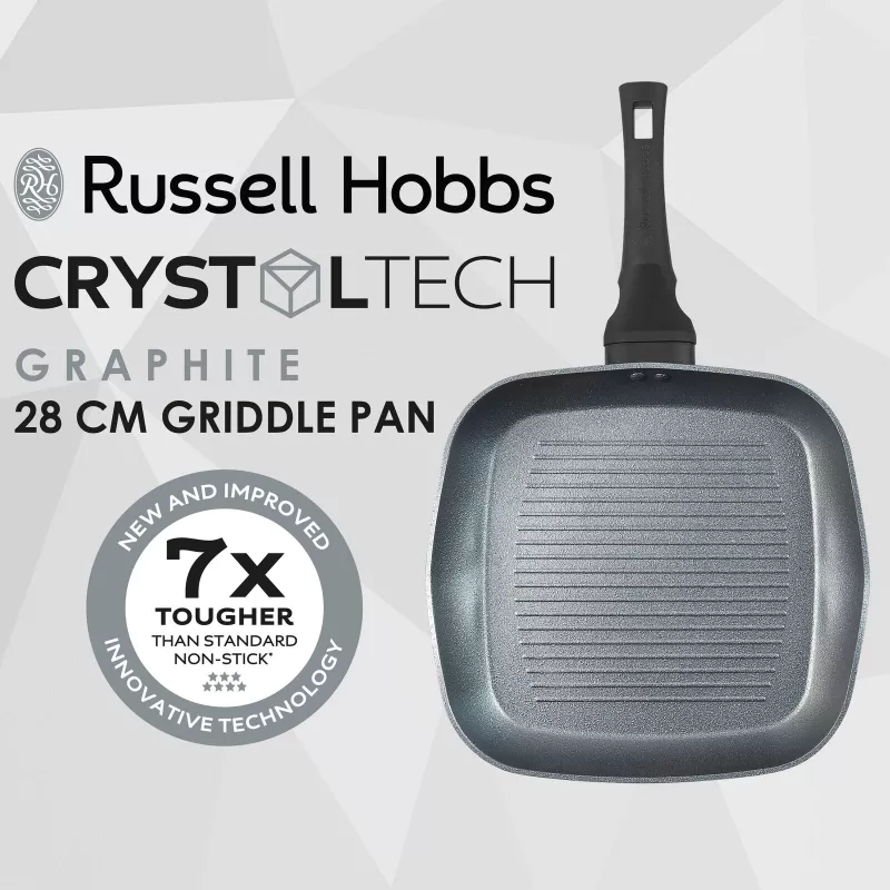 Piastra Russell Hobbs RH01861EU7 28 cm Crystaltech – superficie antiaderente, padella piatta per grigliare
