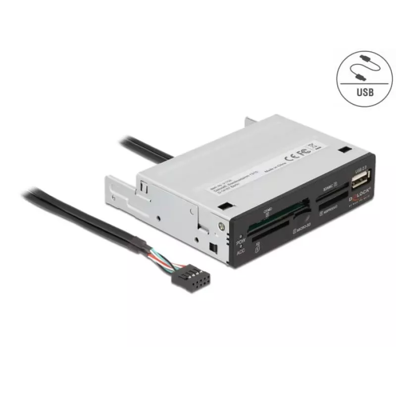 Lettore di schede DeLOCK 91708 USB 2.0 interno nero grigio CF SD MicroSD