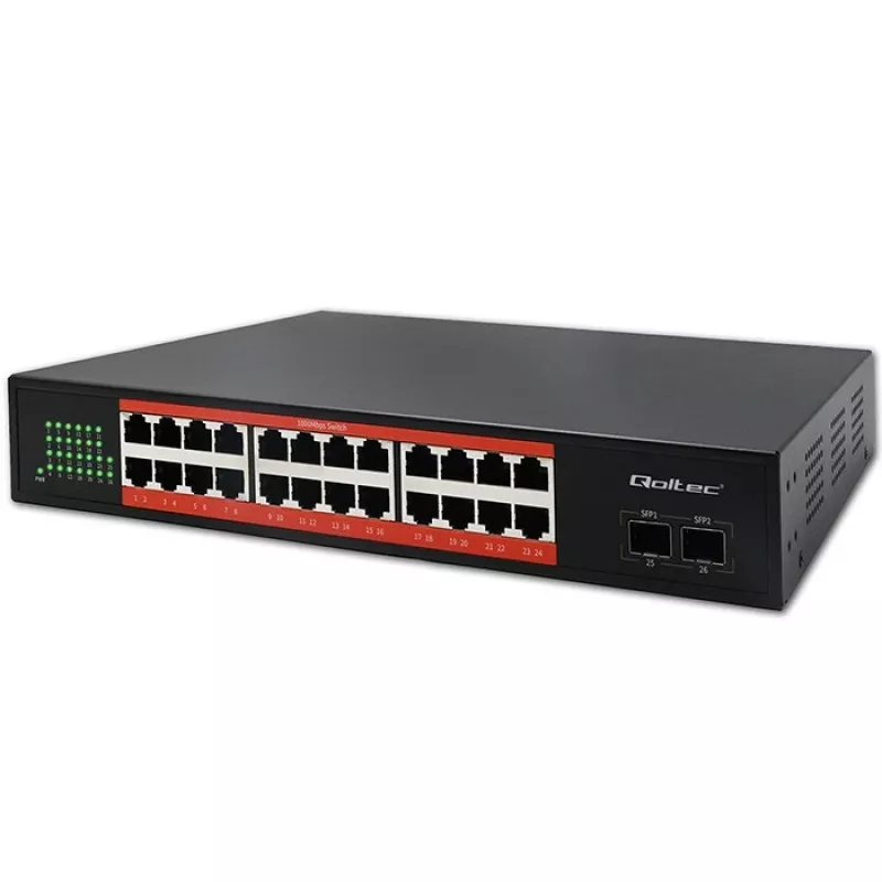 Switch di rete QOLTEC Gigabit Ethernet PoE 24xRJ45 2xSFP