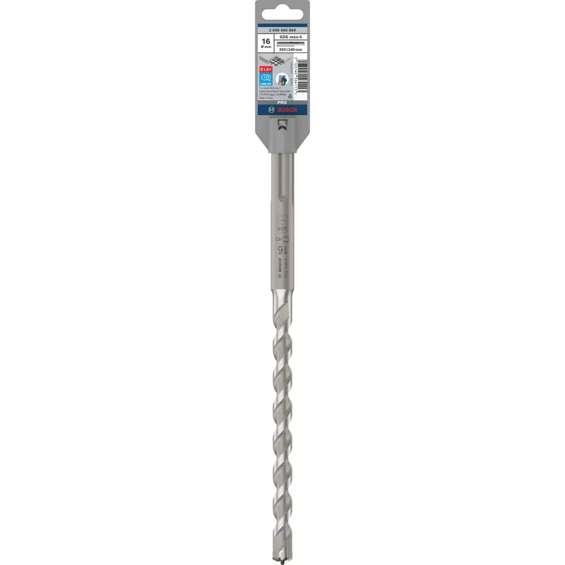 Bosch PRO SDS max-4 2608685860 punta per martello perforatore, 16 mm, lunghezza utile 200 mm, lunghezza totale 340 mm, per calcestruzzo, muratura