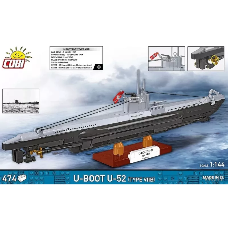 Set da costruzione Cobi sottomarino U-52 – set modello da 474 pezzi