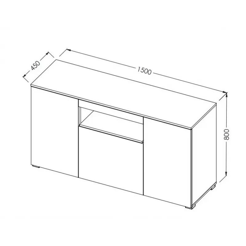 Cama Sideboard VIVA 150 nero/nero lucido + bianco
