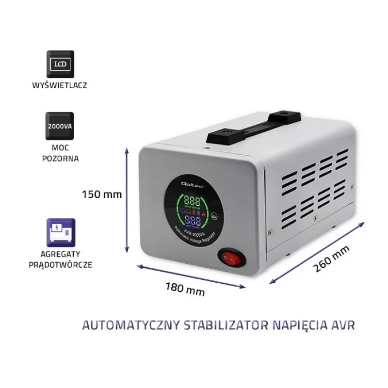 Qoltec 50724 stabilizzatore automatico di tensione AVR 2000VA