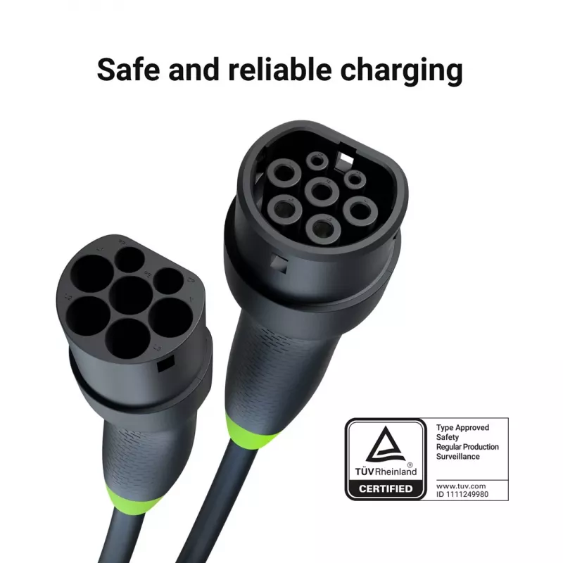 Cavo di ricarica Green Cell EVKABGC03 — Tipo 2, 5 m, 11 kW, per veicoli elettrici