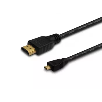 Cavo HDMI SAVIO CL-39 1 m — Type-A (connettore maschio) a Type-D Micro (connettore maschio), HDMI 1.4, 4096x2160, ARC, Ethernet, contatti dorati, nero
