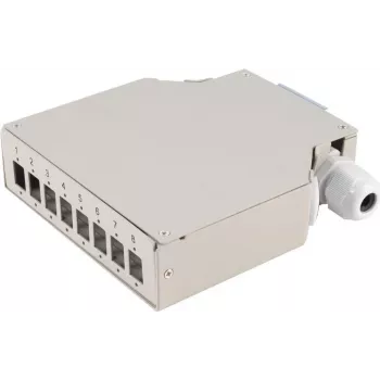 Cassetta di distribuzione in fibra ottica ShiverPeaks 07-65011 — 8 porte metallo guida DIN, grigio