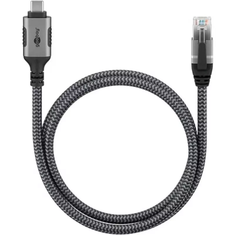 Goobay 70753 cavo USB-C a RJ45 Ethernet CAT 6 per connessione internet cablata stabile con router/modem/switch di rete/sostituisce adattatore USB a RJ45 / 1