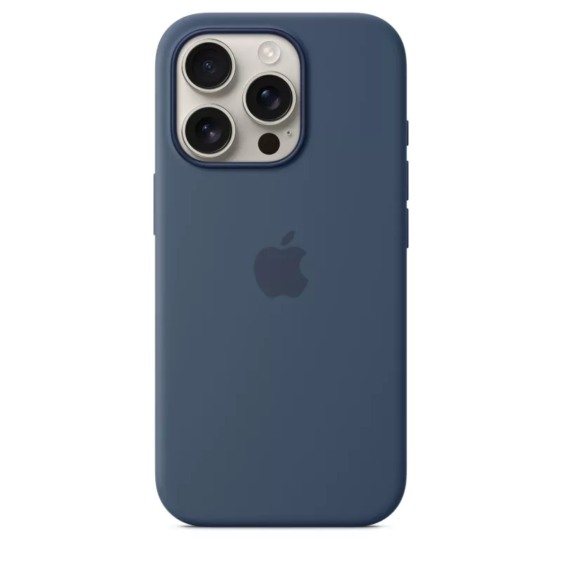 Custodia in silicone compatibile MagSafe per iPhone 16 Pro - Denim