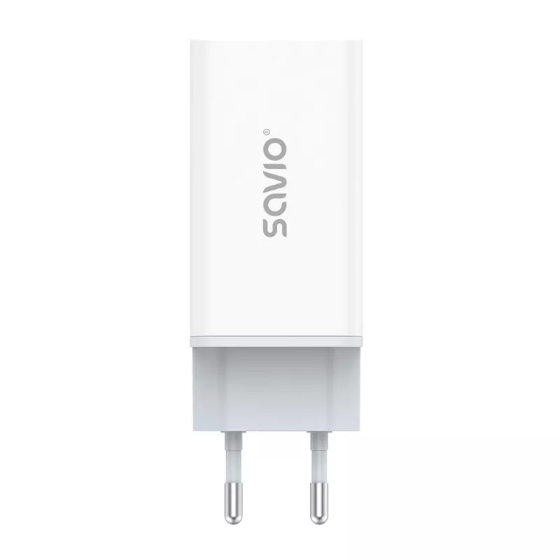 Alimentatore SAVIO LA-07 GaN 65W, USB, QC4.0+, PD 3.0, bianco