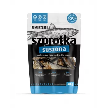 Snack per cani UNISZKI Sprotte essiccate 40 g – snack di pesce monoproteico monoingrediente per cani, adatto a tutte le razze