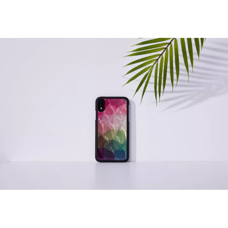 Custodia per smartphone iKins per iPhone XR — design fiori d'acqua, nero