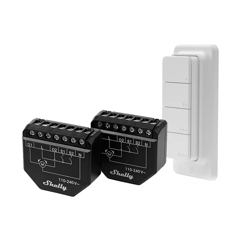 Set controller WiFi Shelly Shutter BLU RC Button 4 — relè smart per tapparelle e persiane
