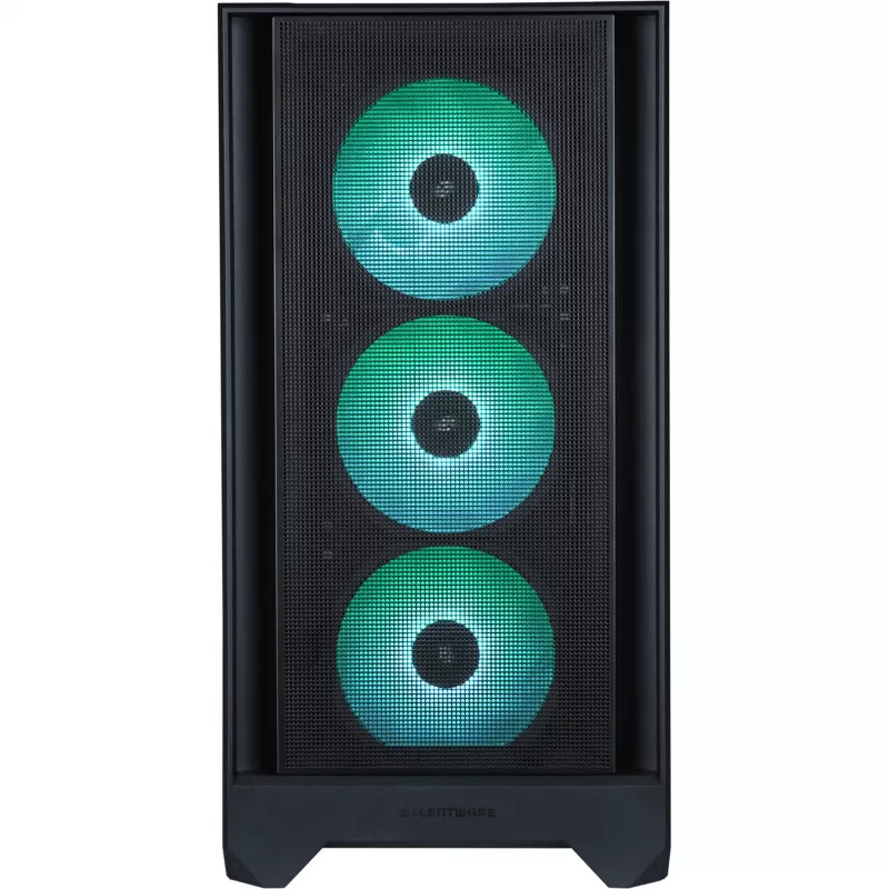 Case PC Silentware Flow 110 A-RGB nero — case mid-tower, pannello laterale in vetro temperato