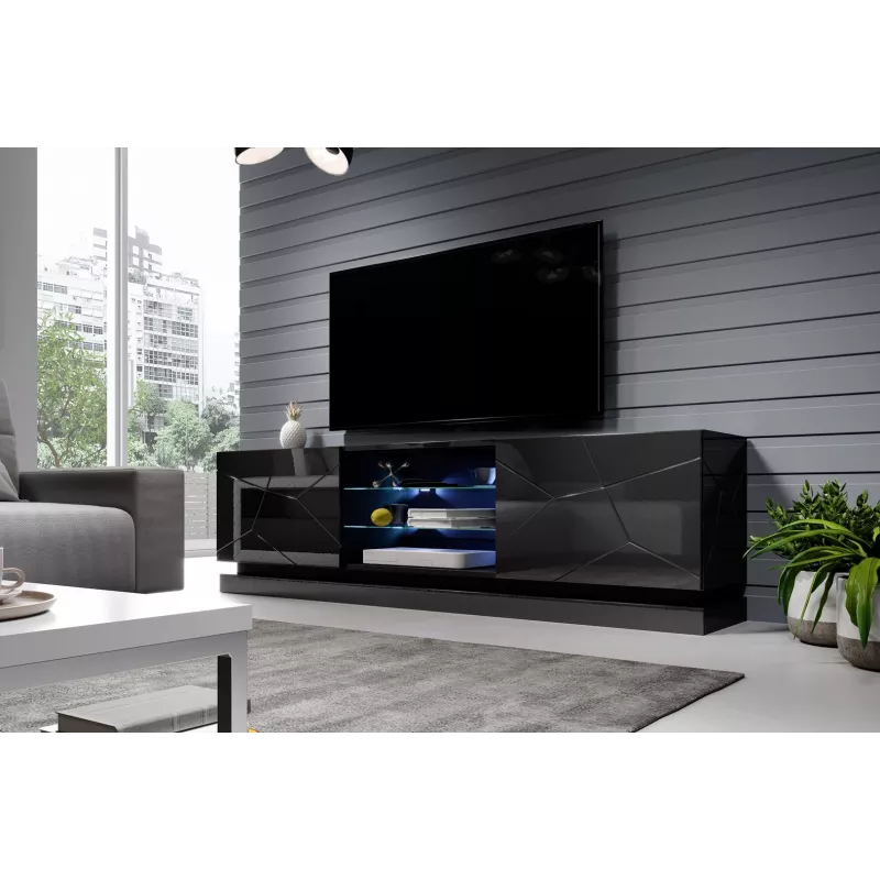 Mobile TV Cama QIU 200 MDF nero lucido/nero lucido