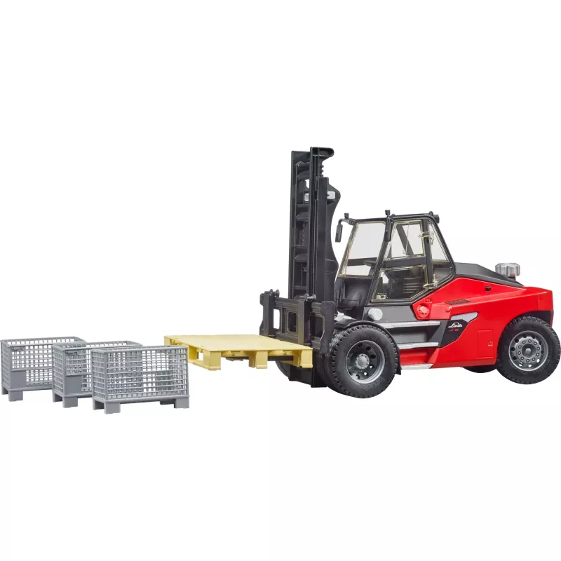 Linde HT160 carrello elevatore con pallet (rosso/nero, incl. 3 casse a griglia)