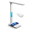 Media-Tech MT222 Leditou lampada da scrivania LED con caricatore wireless Qi da 15 W, orologio, sveglia, termometro, bianca