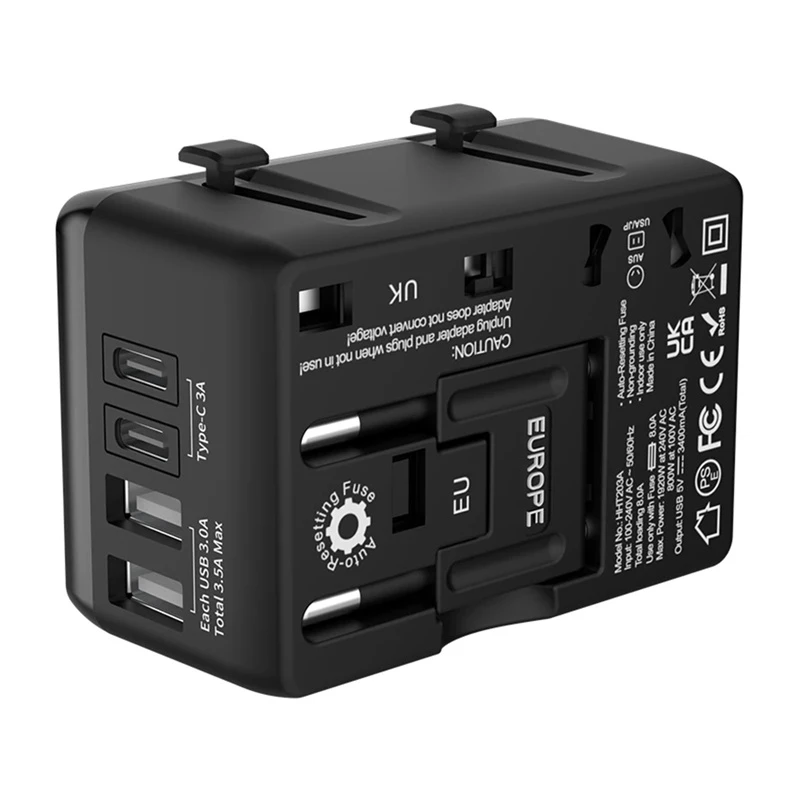 Adattatore da viaggio BlitzWolf BW-TA1 4-in-1 con 2× connettori USB PD 20W