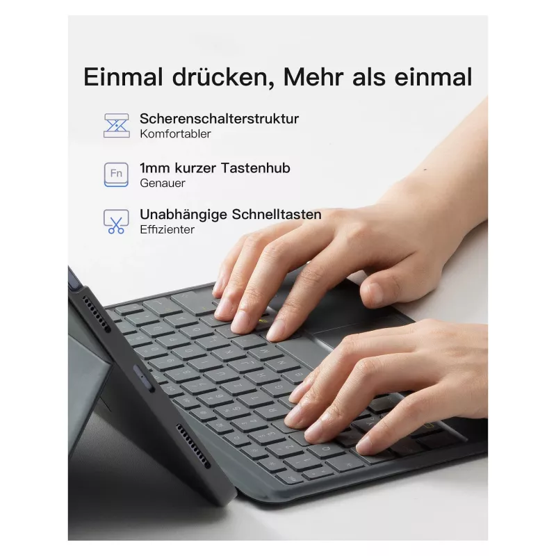 Tastiera inateck iPad 11 iPad 10ª gen. comp. QWERTZ grigia
