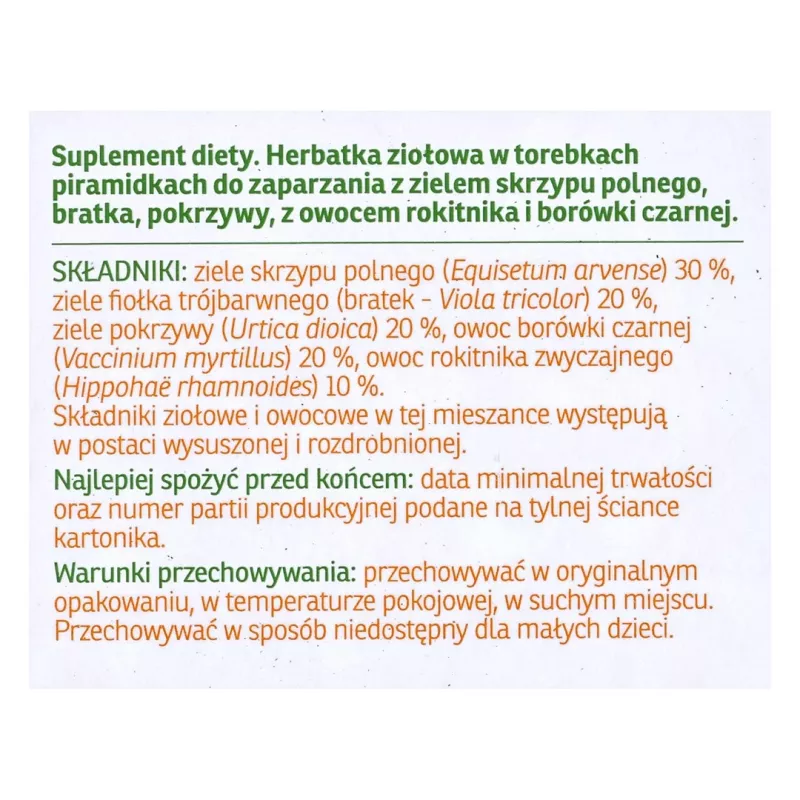 Tisana alle erbe Bonatium capelli, pelle e unghie Fix 20 pezzi