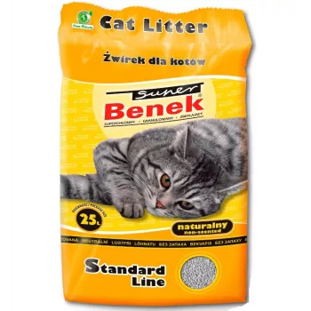 Lettiera agglomerante per gatti Super Benek Compact Natural 25 L — granulato di bentonite, grigio, biodegradabile, neutralizza gli odori