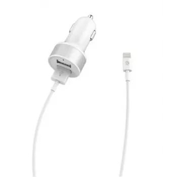 Caricabatterie da auto Devia Smart Series doppia USB 2.4A con cavo Lightning integrato