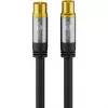 Goobay Cavo per antenna TV (tipo 135 dB), schermato 4 volte, 2 m, nero – placcato oro, presa coassiale > spina coassiale (70367)