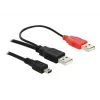Cavo USB DeLOCK 2x connettore maschio USB2.0-A / USB mini 5 poli 1 m nero