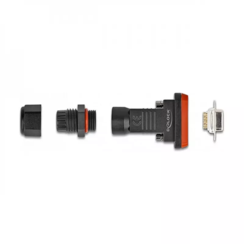 DeLOCK D-Sub 9 poli presa IP67 connettore impermeabile nero arancione
