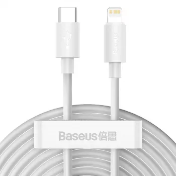 Kit cavi dati Baseus Simple Wisdom USB-C a Lightning PD 20W (2 pezzi/confezione) 1,5m bianco