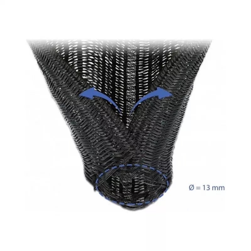 Guaina intrecciata DeLOCK 18909 5 m x 13 mm nero