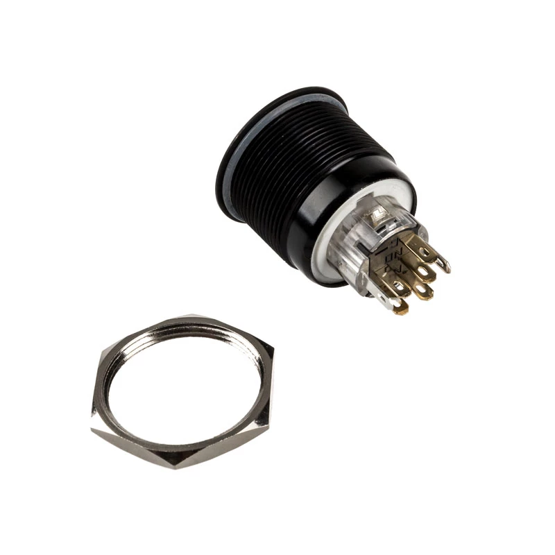 Pulsante a pressione DimasTech PD220 antivandalo 25 mm Blackline Dot RGB