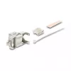 Modulo Keystone DELOCK RJ45 su LSA Cat.6A schermato senza attrezzi, piatto, argento/bianco, con tappo parapolvere