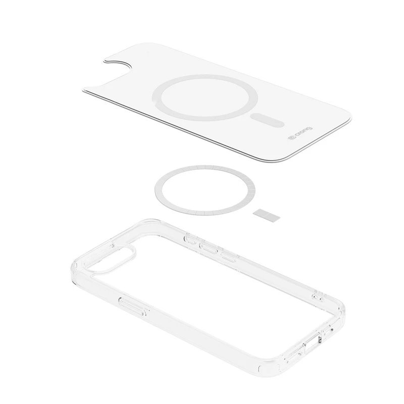 Custodia trasparente MagSafe Crong per iPhone 16e – cover protettiva trasparente, compatibile MagSafe