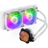Kit raffreddamento a liquido Cooler Master MasterLiquid 240L Core ARGB bianco — radiatore 240 mm, ventola 120 mm, supporta LGA1700/AM5/AM4 e socket precedenti