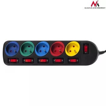 Ciabatta Maclean MCE204M 1,5 m 5 uscite AC per interni nero, multicolore