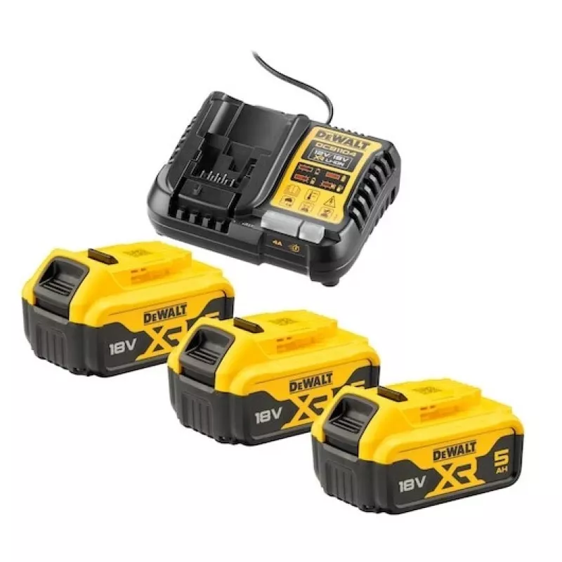 Set batteria e caricabatterie DeWALT DCB1104P3-QW agli ioni di litio 5 Ah