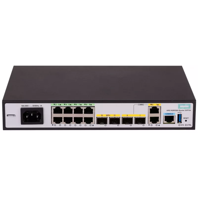 Hewlett Packard Enterprise HPE FlexNetwork MSR958X - router switch 8 porte - 1GbE - porte WAN: 6 - Wi-Fi - rack-mountable (S0P11A)