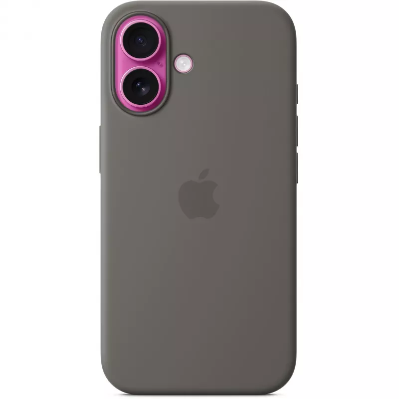 Custodia Apple iPhone 16 in silicone con MagSafe grigio pietra