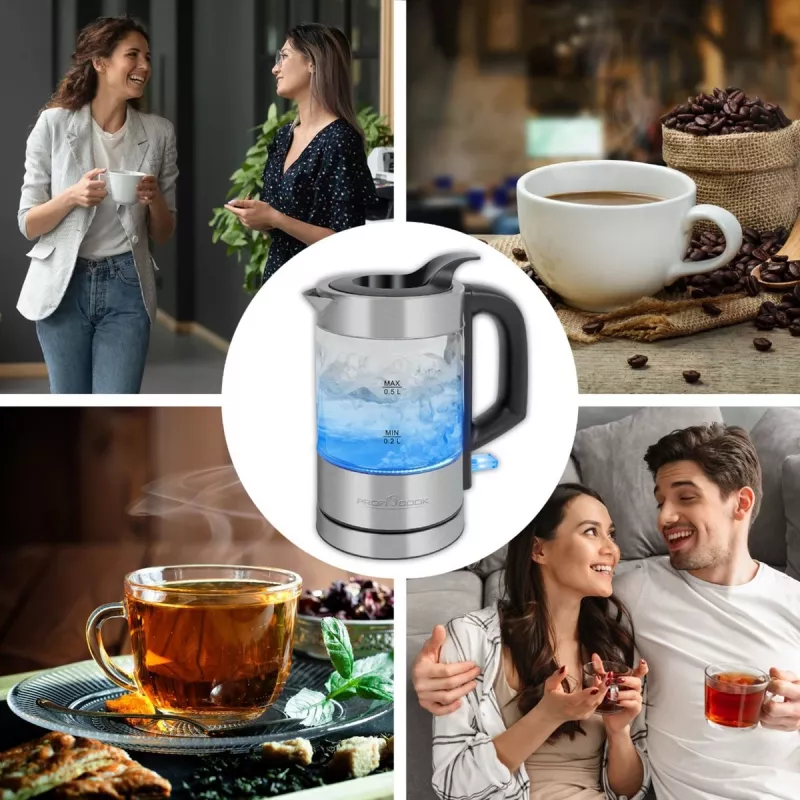 Bollitore ProfiCook PC-WKS 1228 G 0,5 L 1100 W acciaio inox, trasparente
