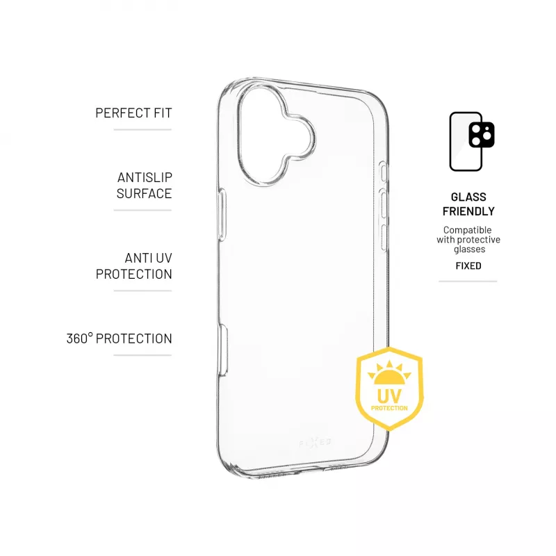 FIXED Story AntiUV protezione posteriore | Apple | iPhone 16 Plus | TPU | trasparente