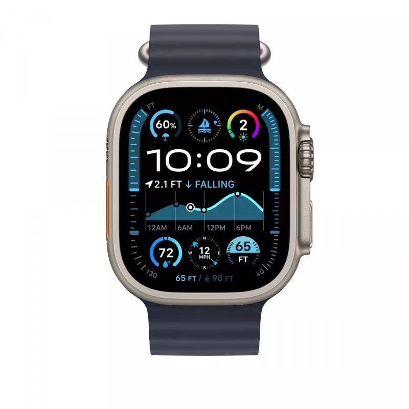 Cinturino Apple 49mm Navy Ocean Band prolunga finitura titanio naturale
