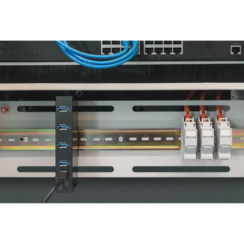 Hub USB DIGITUS 4 porte 3.0->4xA3.0 industrial line nero