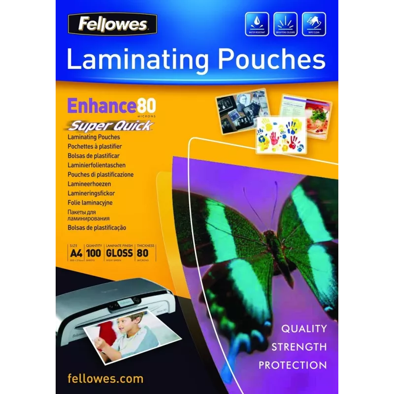 Fellowes SuperQuick A4 pellicola di laminazione lucida 80 micron