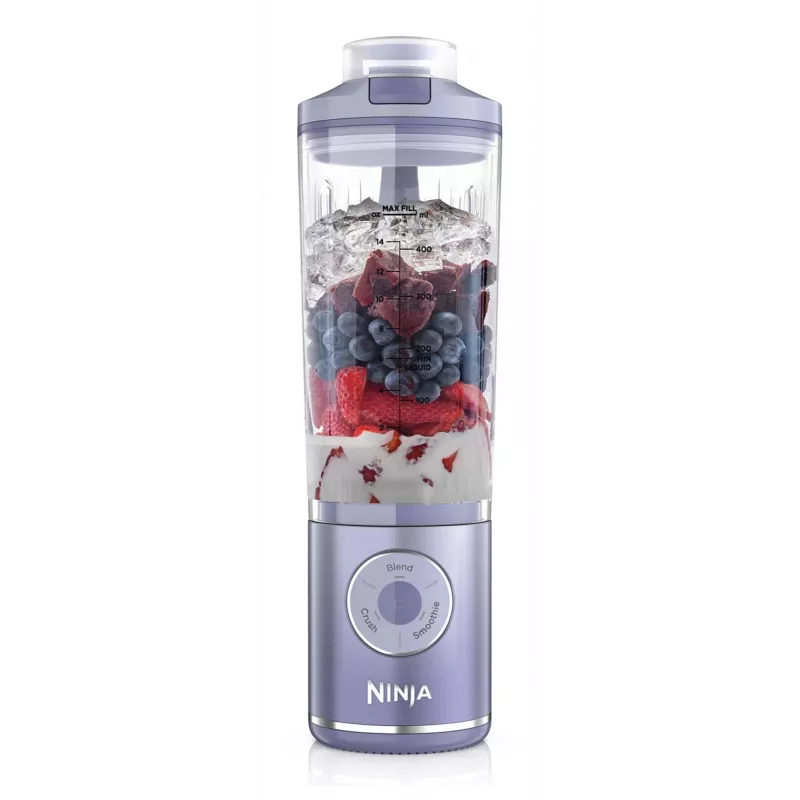 Frullatore portatile Ninja BC251EULD — contenitore da 0,57 L, batteria 11,1 V, lame in acciaio inox, lavanda/trasparente