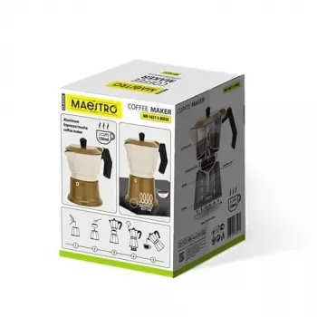 Caffettiera moka in alluminio Maestro MR-1657-3-BEIGE – caffettiera espresso da 3 tazze, beige