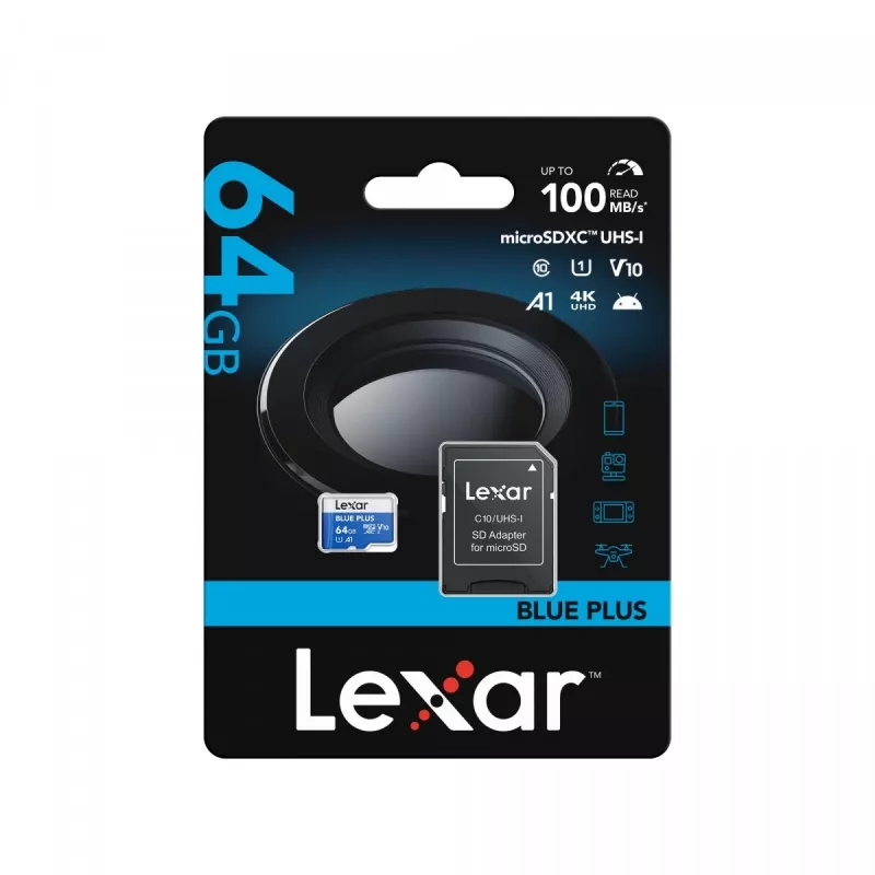 Scheda di memoria MicroSDXC Lexar BLUE PLUS 64 GB UHS‑I 100 MB/s U1 V10 (blu)