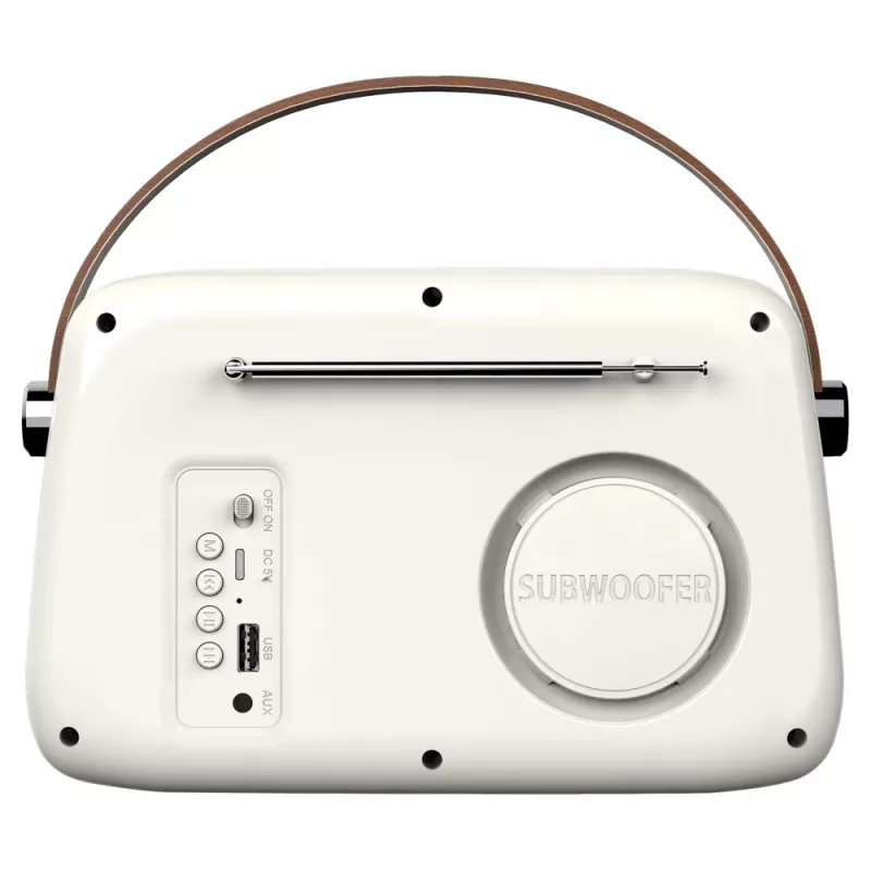 Radio portatile SAVIO RS-02 — sintonizzatore FM analogico, Bluetooth 5.3, alimentazione USB, 3 W, bianco