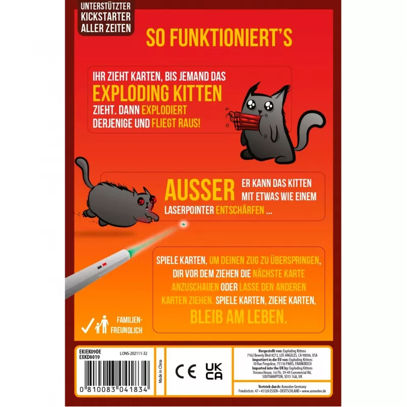 Exploding Kittens - Edizione per 2 giocatori, gioco di carte