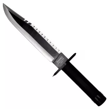 Coltello da sopravvivenza a lama fissa Filmklassiker Rambo I CC-H1 – 360 mm totale, lama in acciaio dentata 225 mm, fodero in pelle nero
